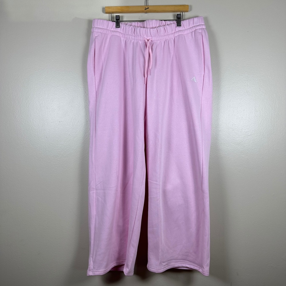 Adidas‎ Women's 2X Sweatpants Clear Pink Wide Leg Fleece y2k Blokecore NEW